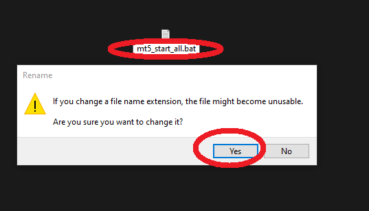 Warning dialog when changing file extension from txt to bat