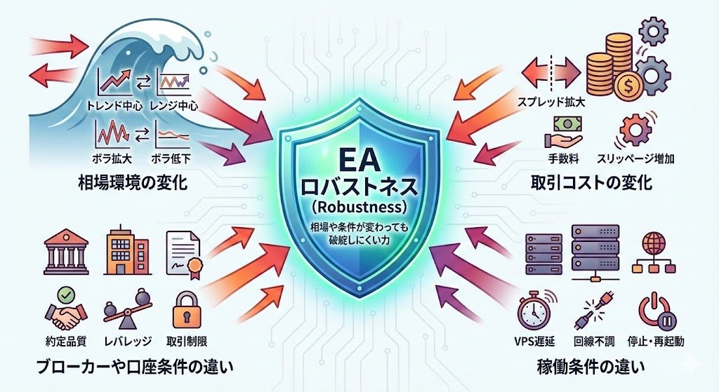 EAのロバストネス（相場変化への耐性）を示す概念図