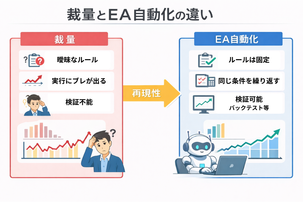 裁量トレードとEA自動化の違い（再現性と検証のしやすさ）